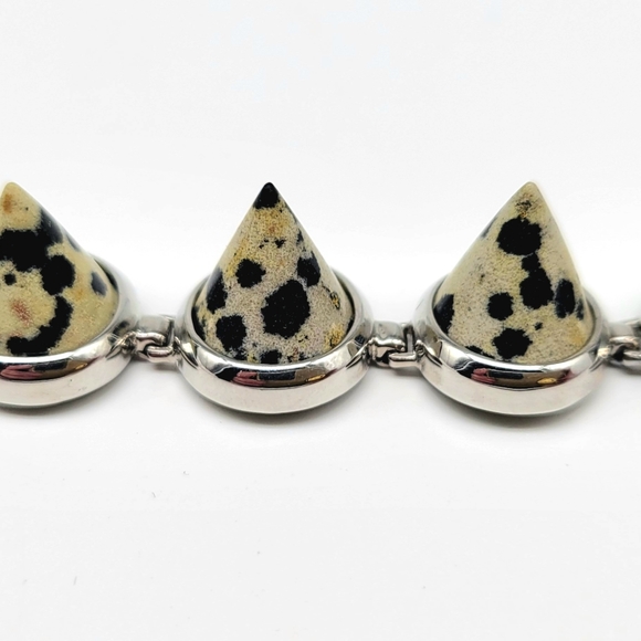 Eddie Borgo GENUINE Dalmation Jasper Spike Bracelet in sterling silver (signed) - Picture 9 of 13